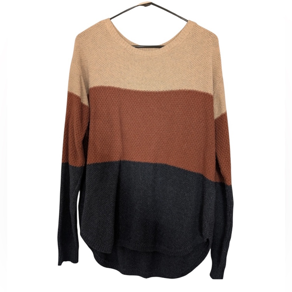 Kuhl Boatneck Multicolored Waffle Knit Colorblock Round Hem Sweater Size Large